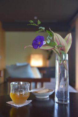 Masada mor çiçekli çay.