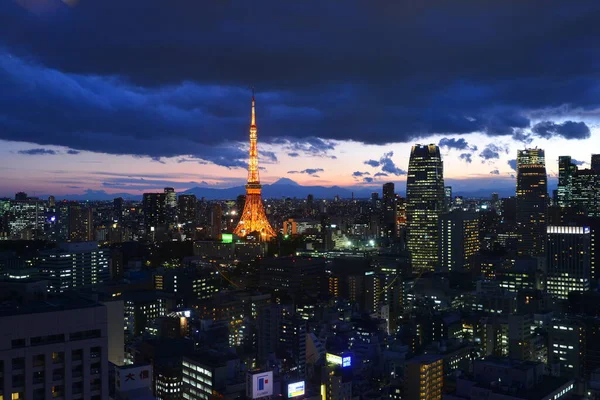 Letecký Pohled Tokyo Lapan Noci — Stock fotografie