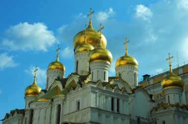 Low angle shot of Annunciation Cathedral Moscow Kremlin