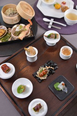 High angle shot of the delicious traditional Korean food in Seoul