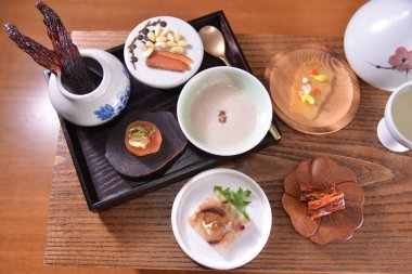 High angle shot of the delicious traditional Korean food in Seoul
