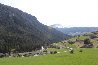 High angle shot of the village Glacier Express
