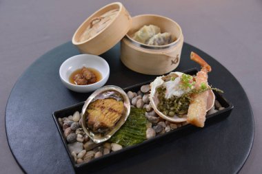 High angle shot of the delicious food in Seoul