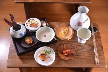 High angle shot of the delicious traditional Korean food in Seoul