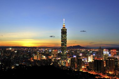 Taipei 101, Taipei 'de günbatımında