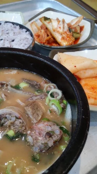 Sopa Carne Servida Com Arroz — Fotografia de Stock