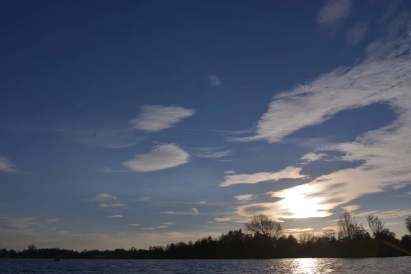 Puesta Sol Los Países Bajos Por Río — Foto de Stock