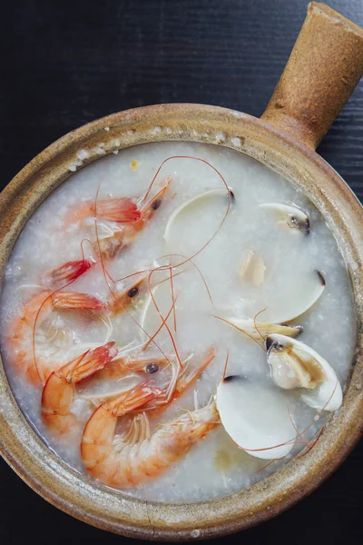 seafood porridge with shrimps and mussels