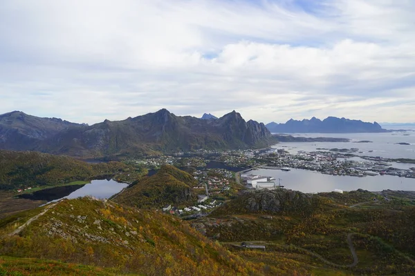 Svolvaer Horami Mořem Pozadí Norsko — Stock fotografie