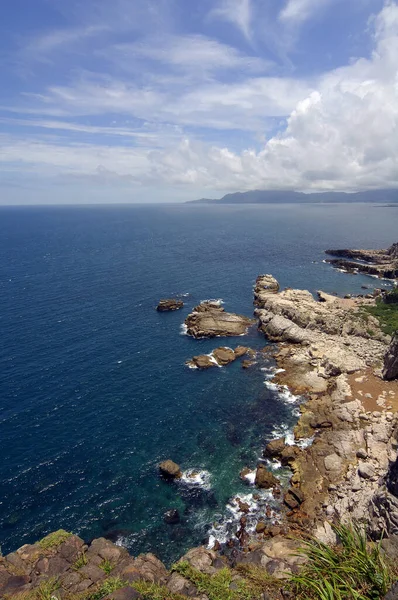 High angle shot of the coast in Yilan — Stok fotoğraf