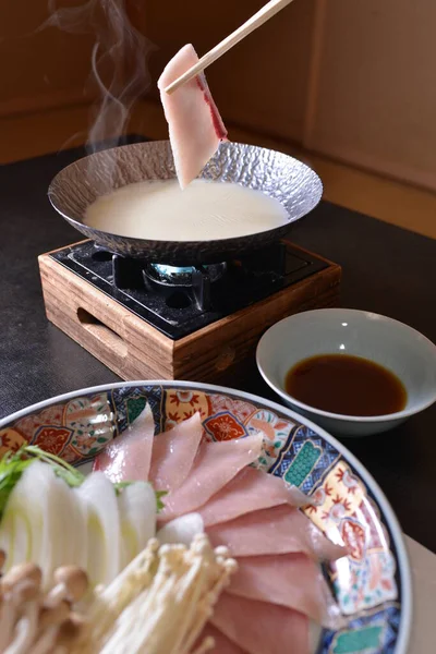 High angle shot of the Japanese style hot pot — 스톡 사진