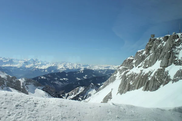 Alto Ángulo Tiro Montaña Nevada Pilatus — Foto de Stock