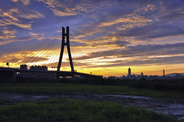 Szcenírozott felvétel a Cable Stayed Bride City — Stock Fotó