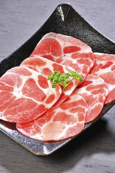 The portrait of food sliced pork — 图库照片