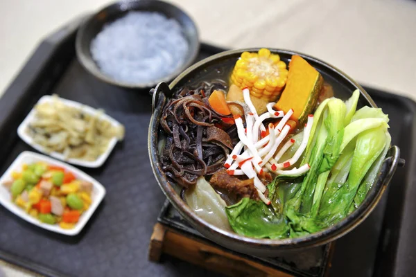 The portrait of food vegetarian hot pot — 스톡 사진