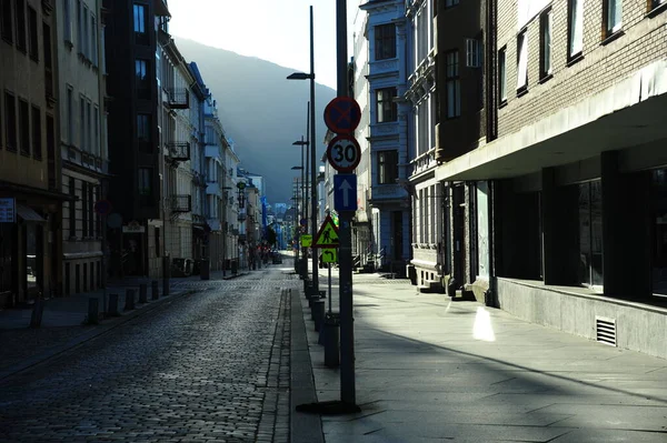 empty street in Bergen in daytime