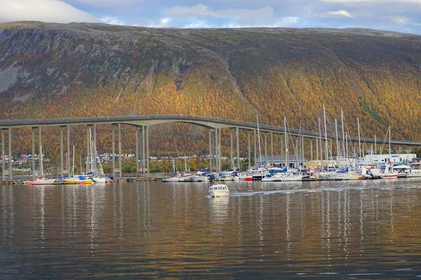 Scenic view of the Arctic Cathedral and the port — Stok fotoğraf