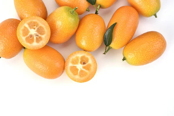 Frutti Kumquat Sfondo Bianco — Foto Stock