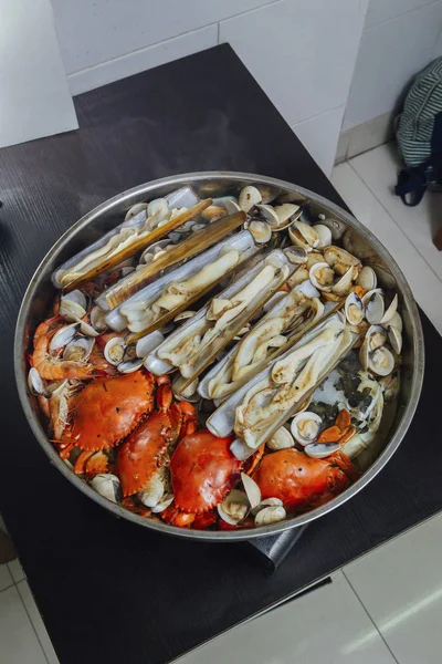 Mejillones Cangrejos Harina Mariscos Sana — Foto de Stock