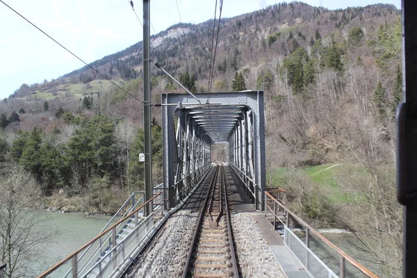 Linha férrea vazia Glacier Express — Fotografia de Stock