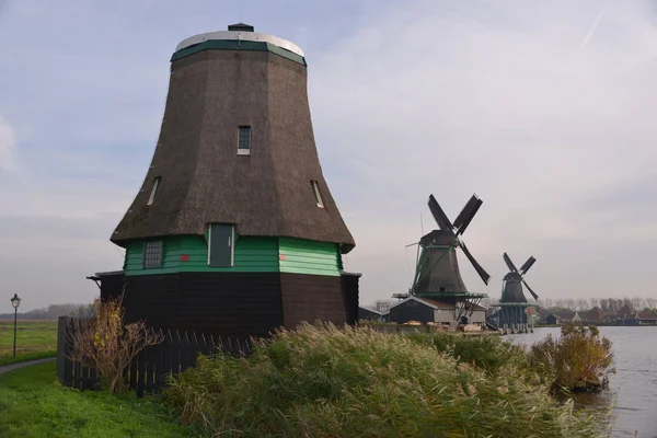 Blick Auf Windmühlen Den Niederlanden — Stockfoto