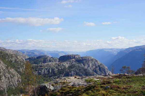 Pohled Strmý Útes Preikestolen Norsko — Stock fotografie