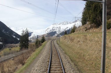 Empty train railway Glacier Express