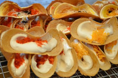 High angle shot of Thai traditional street food