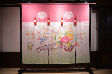 Japanese style curtain with the colorful painting