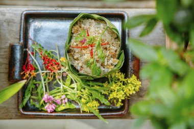 steamed rice and flowers