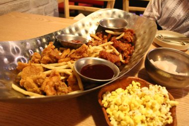 fried chips and chicken