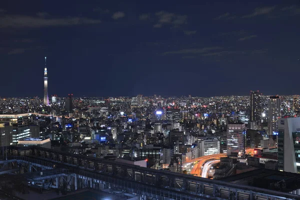 High angle shot of the city at the night — ストック写真
