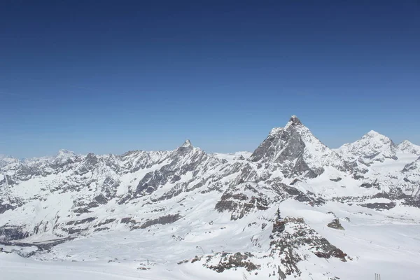 Duży kąt strzału Matterhorn lodowiec Paradise — Zdjęcie stockowe