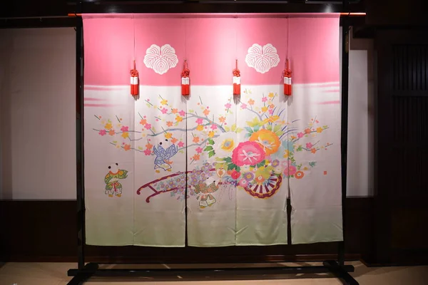 Japanese style curtain with the colorful painting — ストック写真