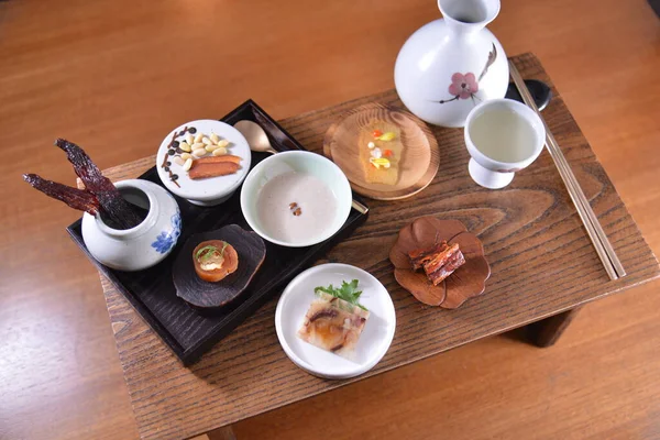 High Angle Shot Delicious Traditional Korean Food Seoul — Stock Photo, Image