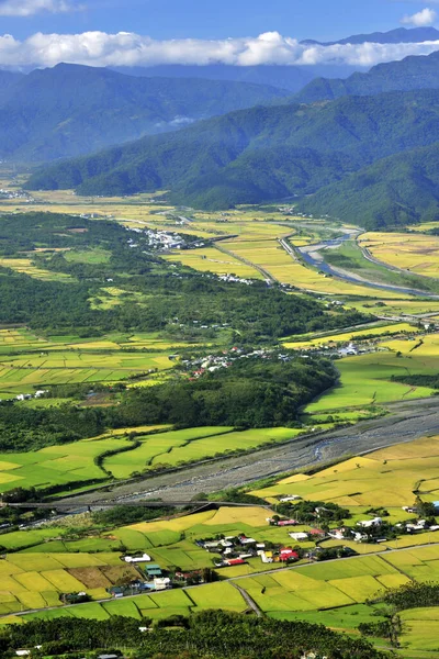 Vista Aérea Del Paisaje Rural Con Tierras Cultivo —  Fotos de Stock