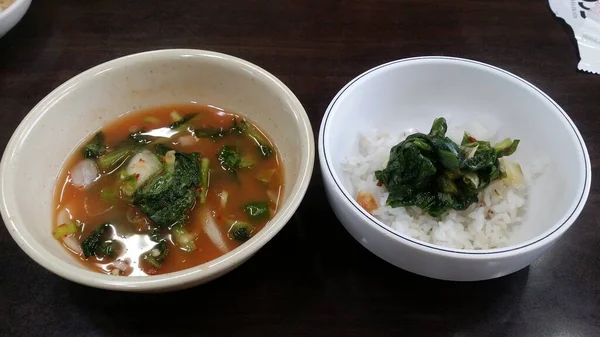スープとご飯アジア料理 — ストック写真