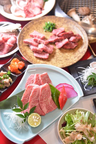 High angle shot of various meat on the table — 스톡 사진