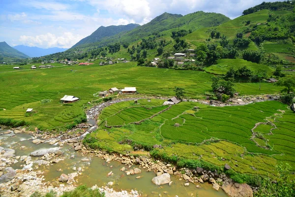 green mountains with plains, asian landscape
