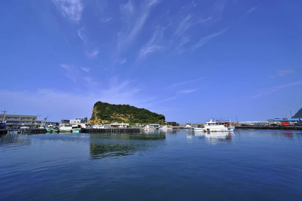 Shenao Fish Harbor Łodzi Tle — Zdjęcie stockowe