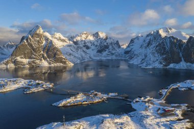Lofoten 'in kış manzarası, Norveç
