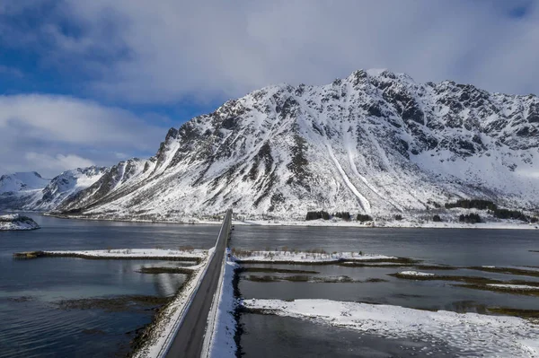 Vista Aérea Del Puente Paseo Marítimo Lofoten Noruega — Foto de Stock