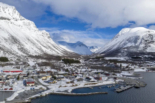 Observation Byn Sorkjosen Vintern Norge — Stockfoto