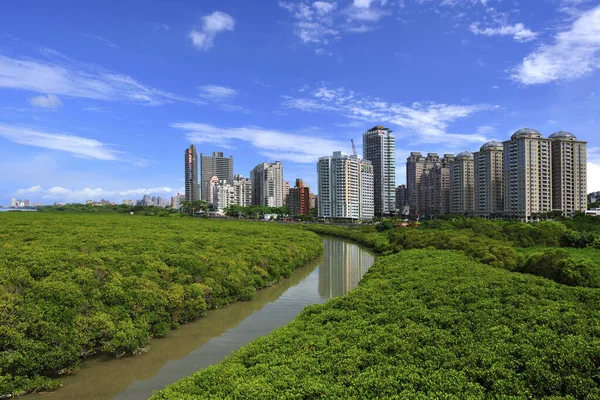 Imagem Panorâmica Cidade Paisagem Natural Tamsui Nova Taipei — Fotografia de Stock