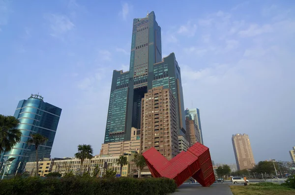 Plan Angle Bas Bâtiments Dans Ville Kaohsiung Taiwan — Photo