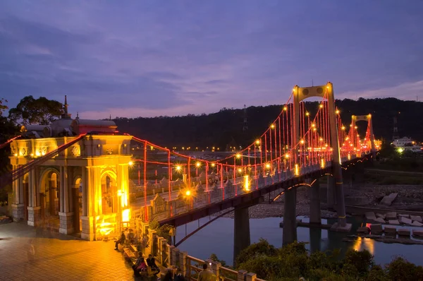 Daxi Bridge Nachts Taoyuan City Taiwan — Stockfoto