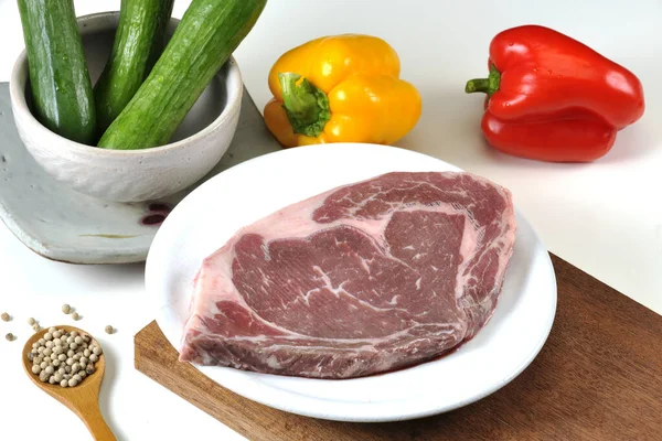 Friss Steak Oldalsó Ételek Tajvan — Stock Fotó