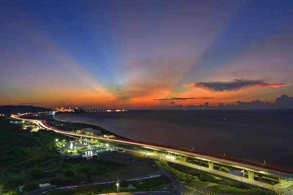 Zonsondergang Van Linkou Thermische Centrale Taiwan — Stockfoto