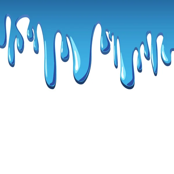 La peinture de couleur bleue coule en jets et gouttes sur un fond blanc — Image vectorielle