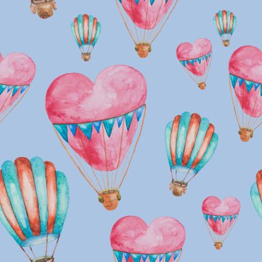 Balon sepetleri ile kalp şeklinde seamless modeli 